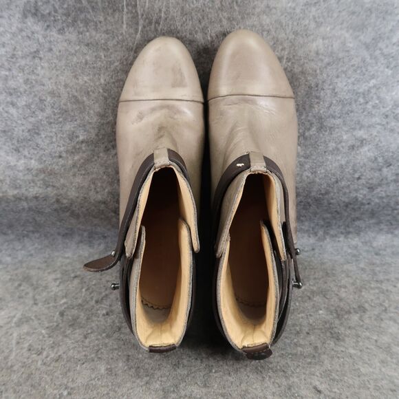 Rag & Bone Shoes Womens 35 Bootie Harrow Stacked Heel Cap Toe Leather Strap Gray - Picture 8 of 16